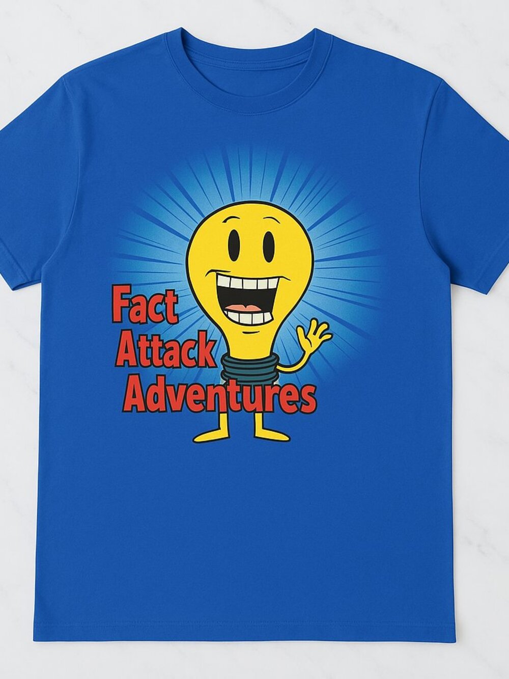 Vintage Fact Attack Adventures Lightbulb Graphic Tee Blue